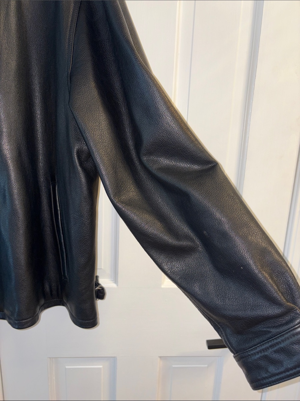 Vintage 90’s Men’s Tommy Hilfiger Black Leather Bomber Jacket - Size Large - Picture 5 of 11